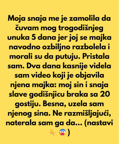 Snaja me je prevarila da čuvam unuka – nisam ni slutila šta me čeka - featured image Snaja me je prevarila da čuvam unuka – nisam ni slutila šta me čeka - featured image