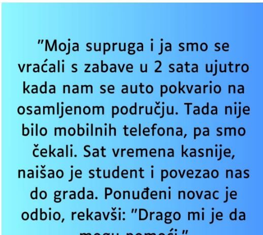 “Supruga i ja smo se vracali sa zabave u 2 ujutro i auto nam staje na osamljenom mjestu…”