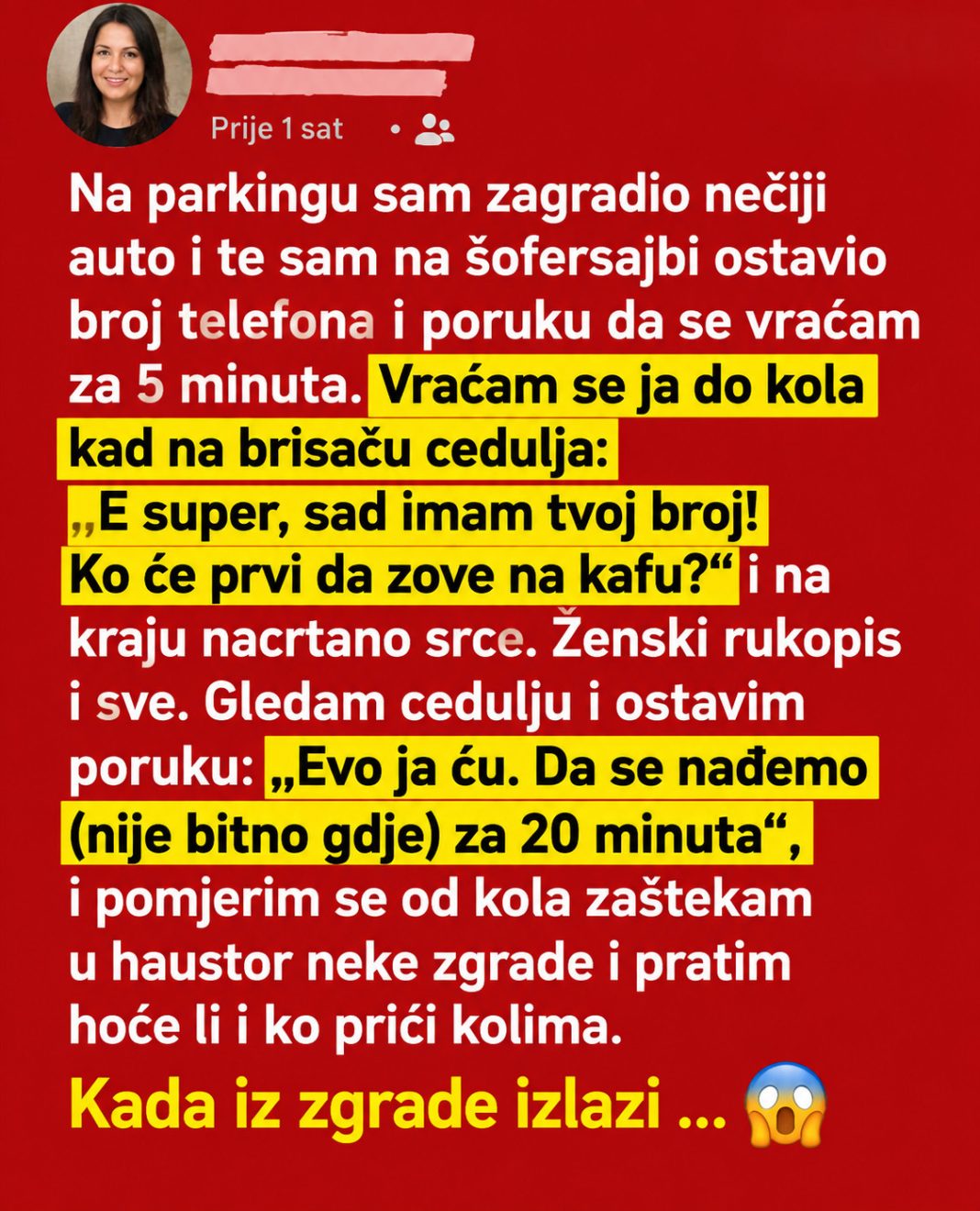 Na parkingu mi je nepoznata žena ostavila poruku - featured image